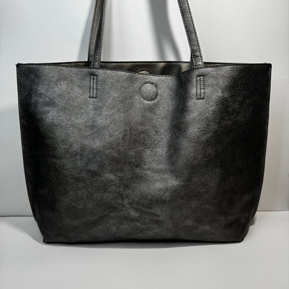 Modern Tote Bag Grey for Women, Large PU Leather Tote Bag, Shoulder Handbag - Picture 4 of 5